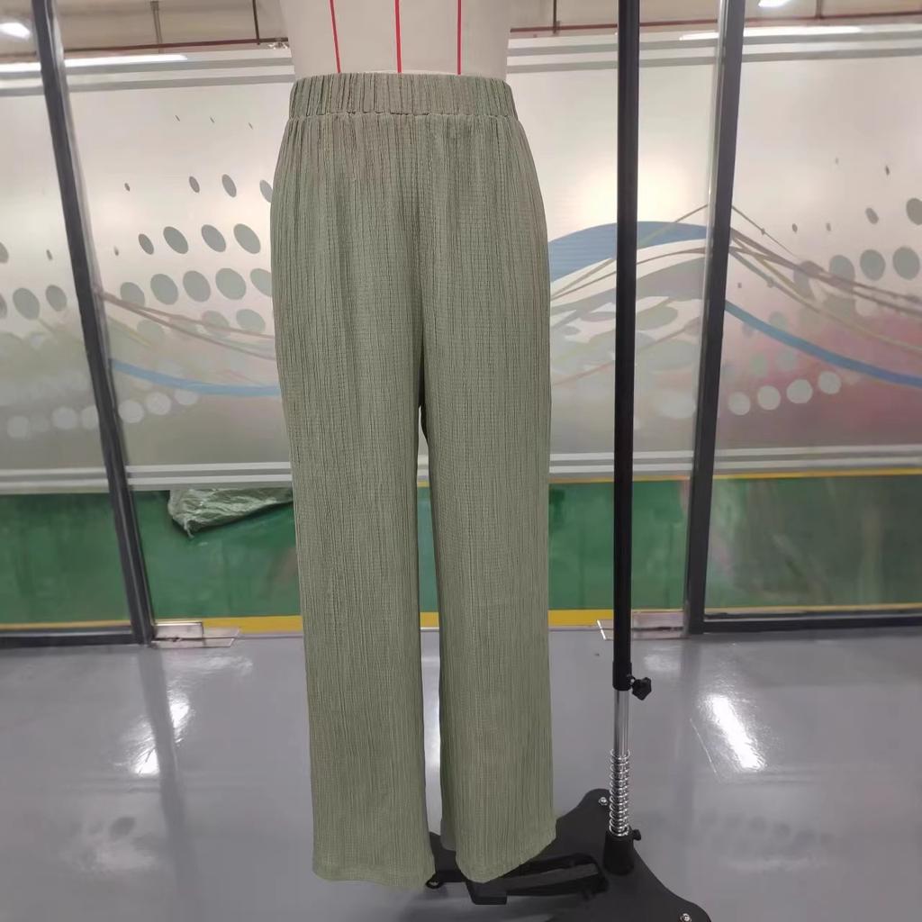 European and American Spring and Summer Women's Clothing Popular Temu Solid Color Casual Fashion Wide-leg Pants