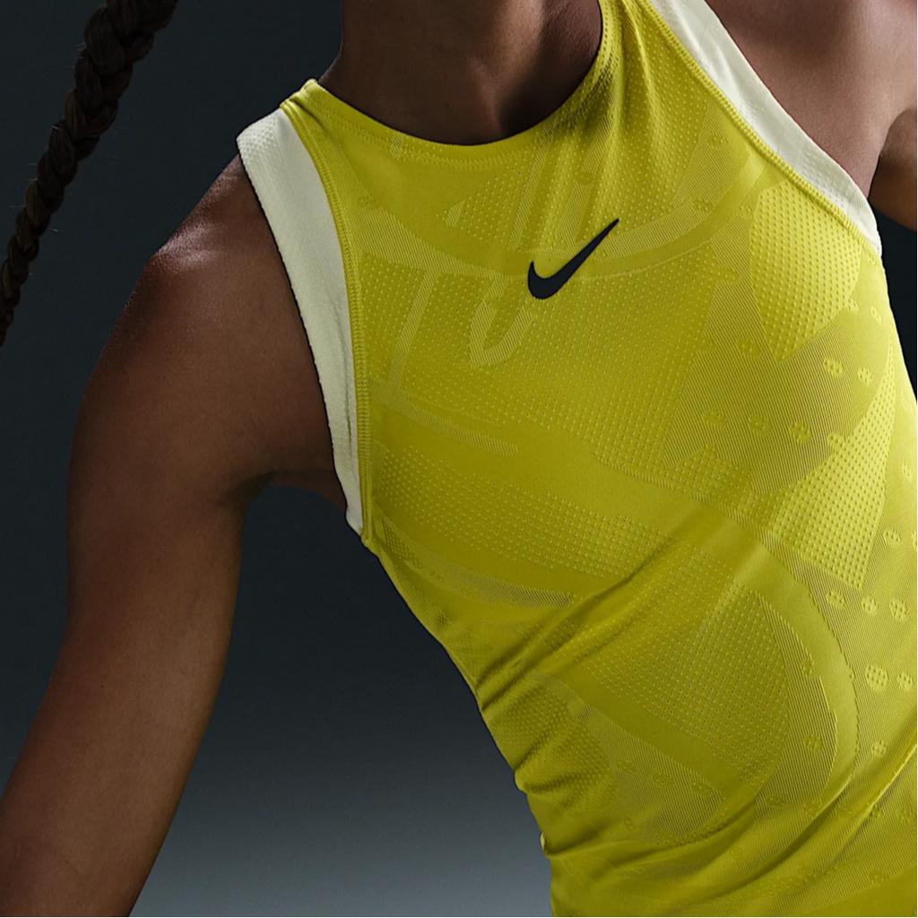 Nike Striped Jacquard Pattern Slim Fit Sleeveless Tank Top Women Tops Yellow FZ6475-344