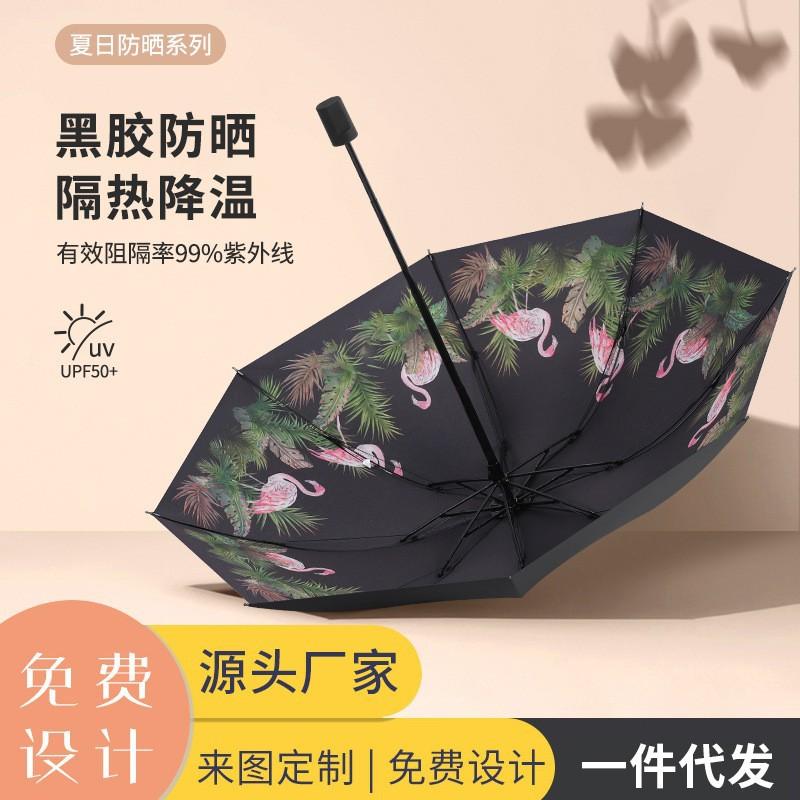 Umbrella Rain and shine Sun umbrella Outdoor parasol Sunscreen umbrella UV protection Women's stall Commercial light folding