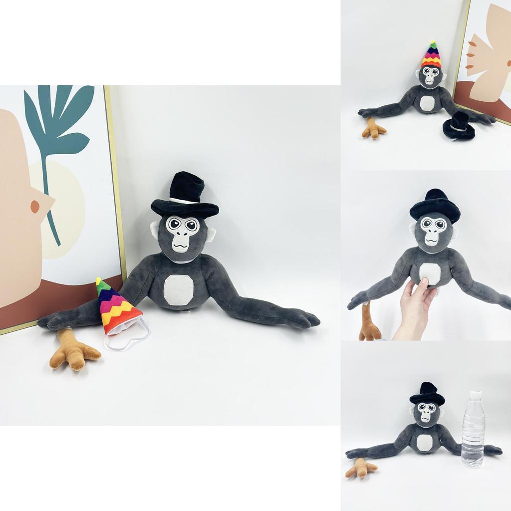 New Gorilla Tag Monke Plush Toy Stuffed Animal Doll With Hat 25cm Tall