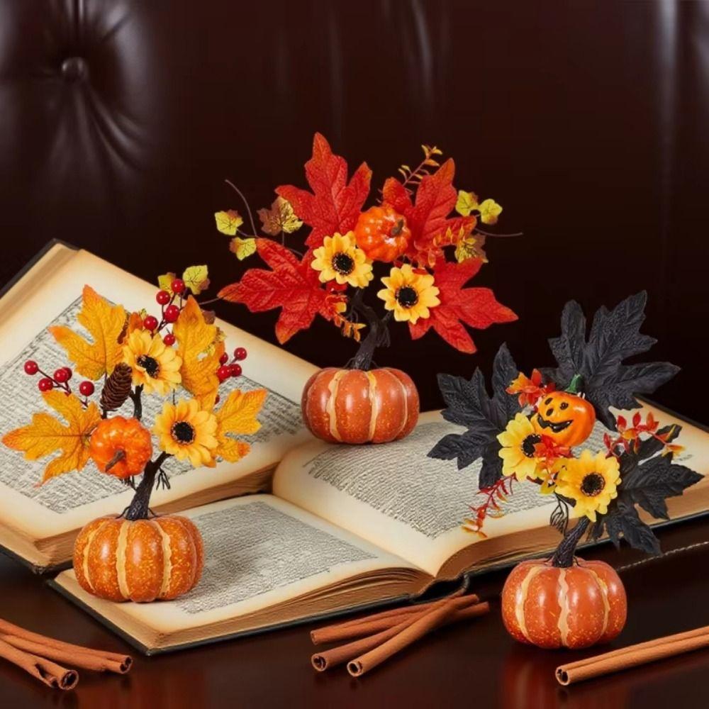 Simulated Flowers Halloween Table Decor Handmade Artificial Eucalyptus Leaves Vase  Home Decoration