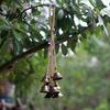 Campanelle dal Suono Chiaro Pendente Campanella Metallica Bohemien con Perline di Legno e Corda di Juta Decorazione da Appendere Retrò Ispirata alla Natura Campanellino per Finestra di Casa