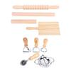 Gnocchi Pasta Making Tools Kit Beechwood Stainless Steel Pasta Roller Pin Set with Ravioli Stamp Maker Cutter Gnocchi Board