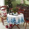 New Christmas Round Tablecloth Red Waterproof and Dustproof Holiday Decoration Table Cloth Stain Resistant and Wrinkle Resistant