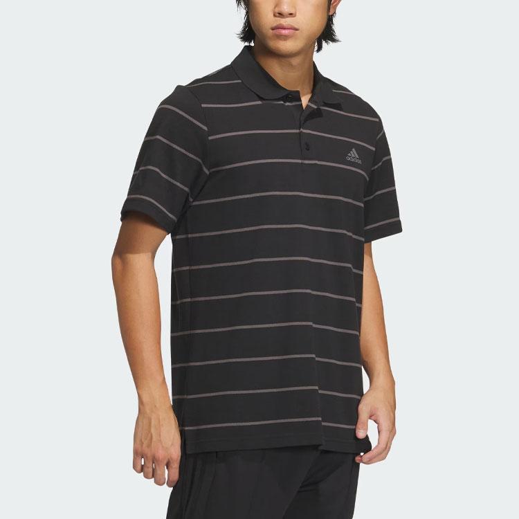 Adidas Stripe Polo Shirt Men Tops Black IT3920