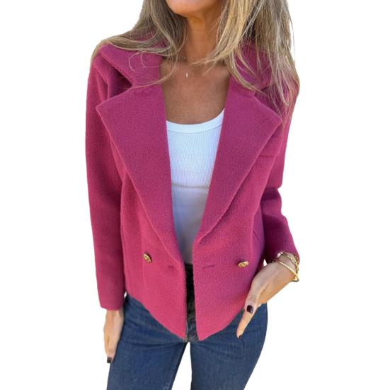 Women's Cropped Trench Coat Notched Lapel Double Breasted Pea Coat Office Work Blazer Jacket Fall Winter Outwear