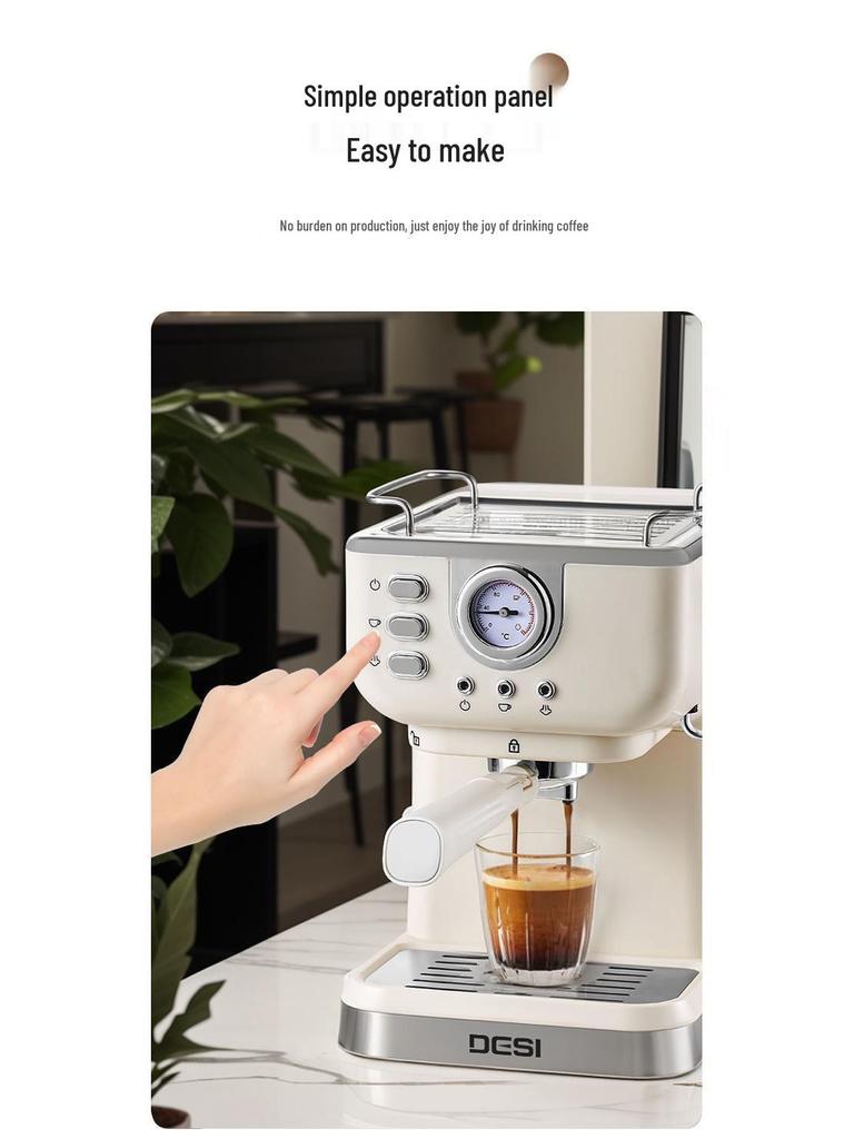 Halbautomatische Espressomaschine im Retro-Stil mit Ein-Knopf-Milchaufschäumung