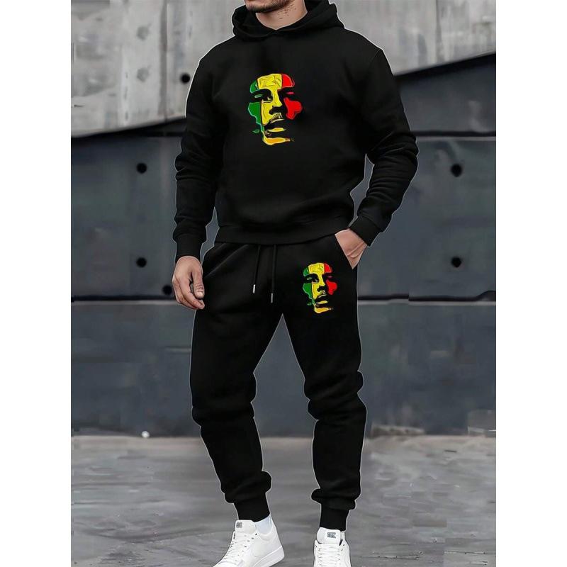 Autumn and winter street fashion casual 1-piece set European and American fashion 1D printing hooded sweater and sweatpants men