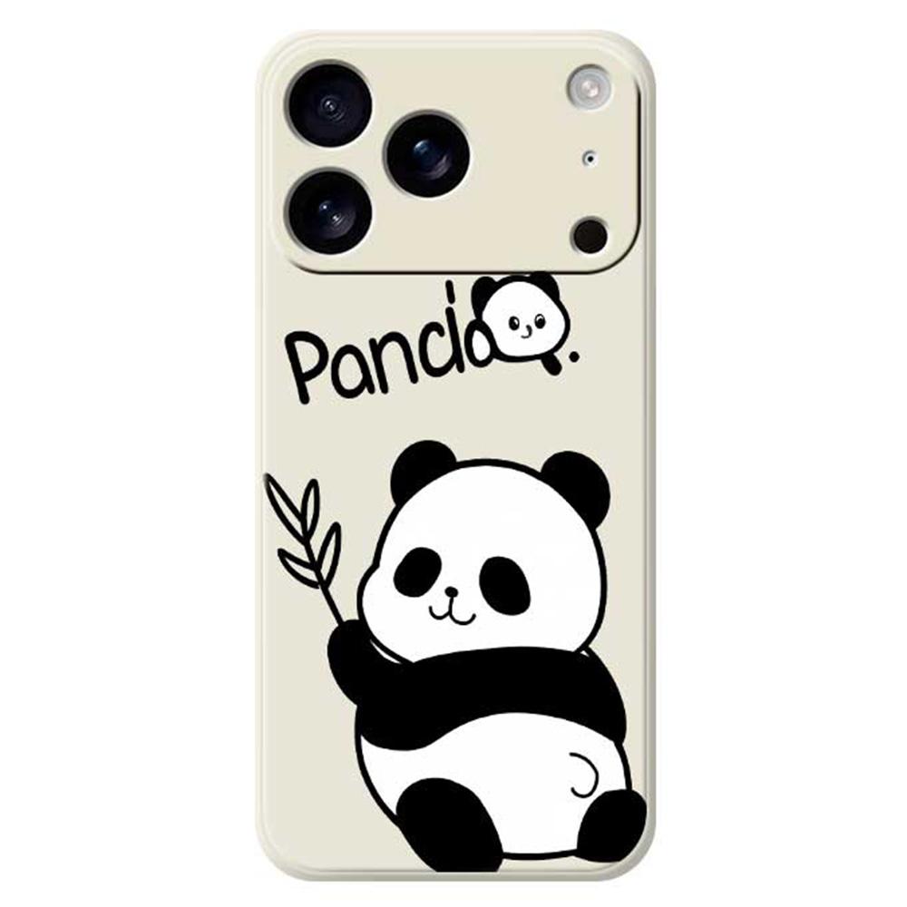 For iPhone 17 Pro Case Panda Pattern Printing Straight Edge TPU Phone Back Cover