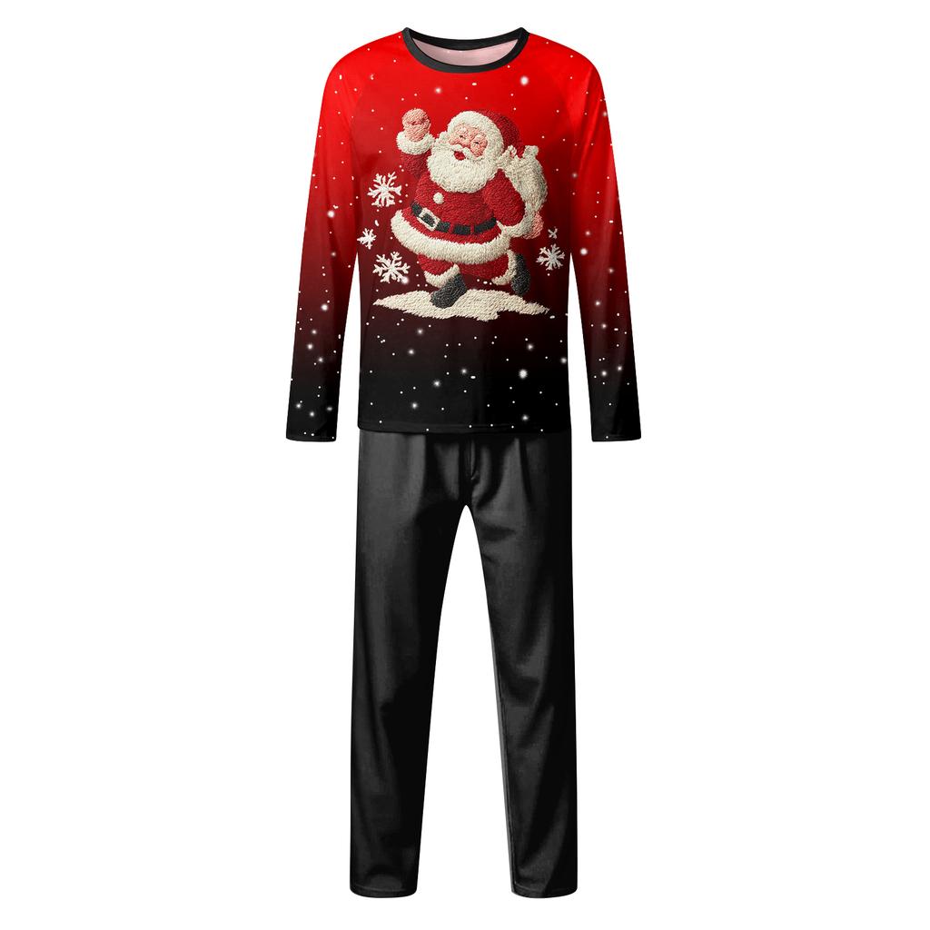 Family Casual Comfortable Long Sleeved Long Pants 3D Christmas Printed Parent-child Set