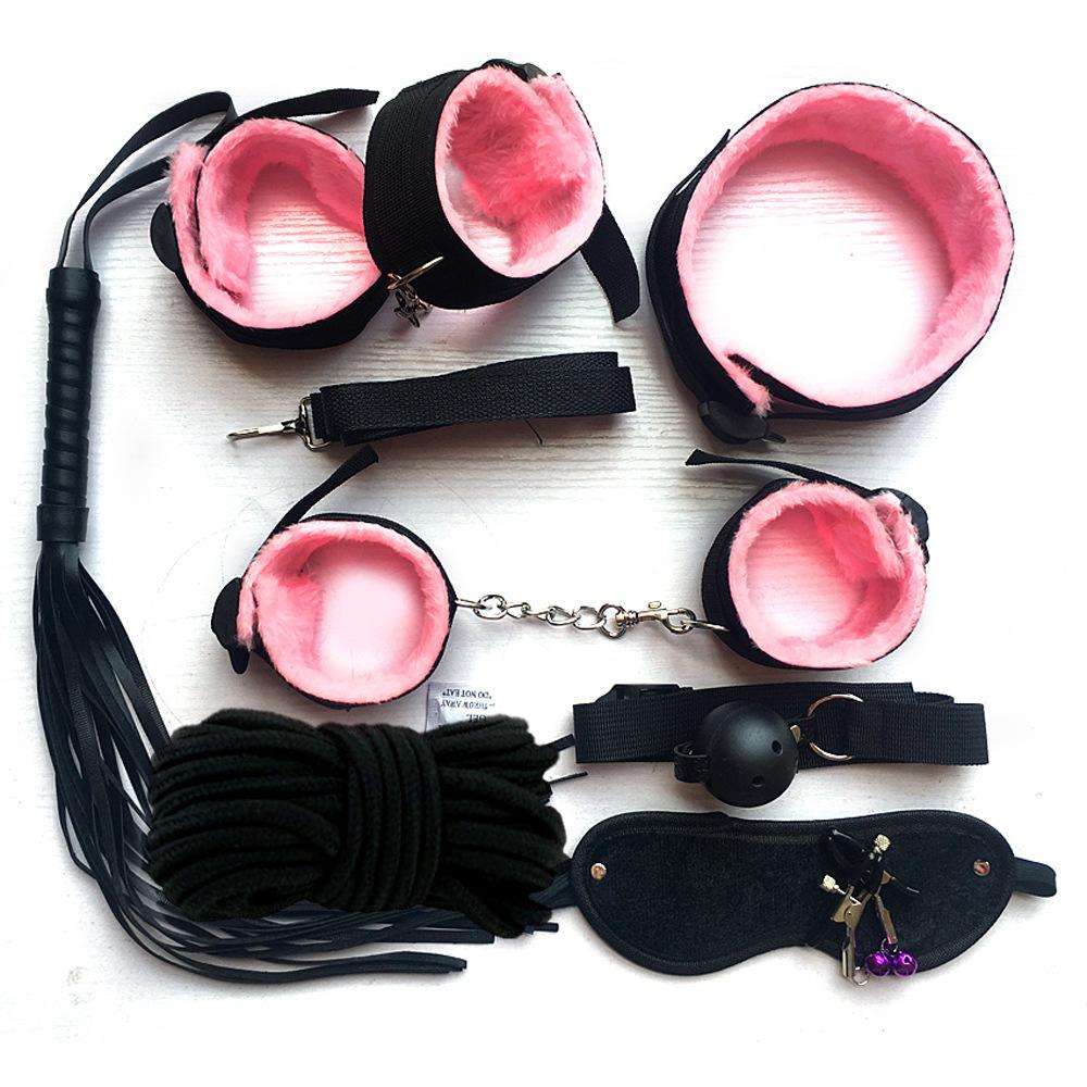 BDSM Restraint Sets, Female Sex Toys Handcuffs, Gags, Blindfolds, Whips, Restraint Straps, Nipple Clamps Adult Game Accessories,