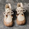 Stiefeletten für Damen Rindsleder 2026 Herbst und Winter Neu Dicksohlige Leder-Kurzstiefel Damen Retro Samt Damenstiefel