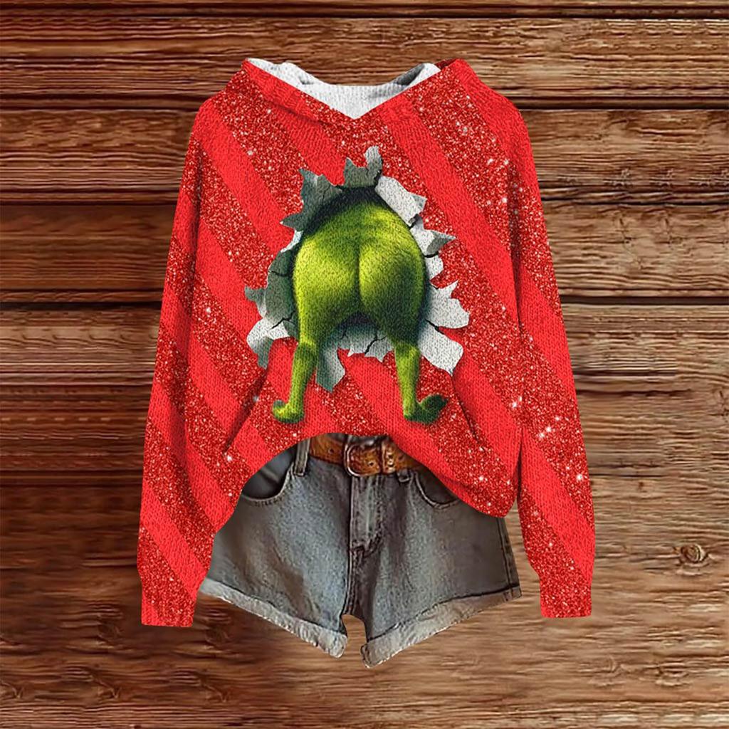 Sweatshirts For Women Knit Sweater Cute Shirt Fall Pullover Hooded Sweatshirt