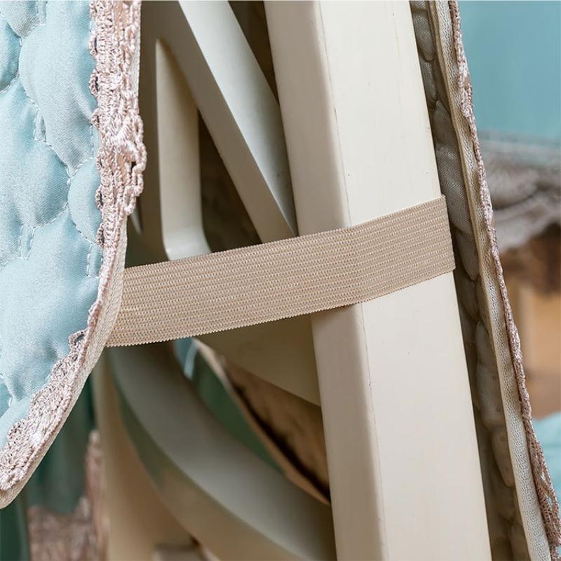 European Ins Style Quilted Dining Chair Dustproof Mat Universal Lace Chair Cover Non Slip and Easy To Clean Dining Chair Mats for Home Restaurants