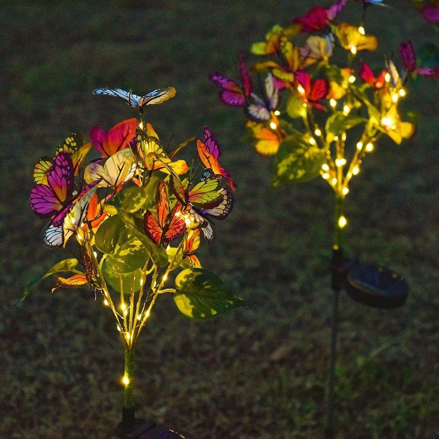 

Solar simulation butterfly flower outdoor decoration courtyard, Christmas day lawn, streetlight installation on the ground 7 butterfly flowers теплый белый