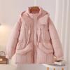 Women Winter  Plus Size  Parka    Loose Sweet Fashion Oversized Hooded Thicken Warm Cotton-padded Coat