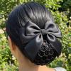 Elegant Bowknot Net Bun Hair Cover Multiple Colors Net Bun Snood Spring Clip  Vocational Work