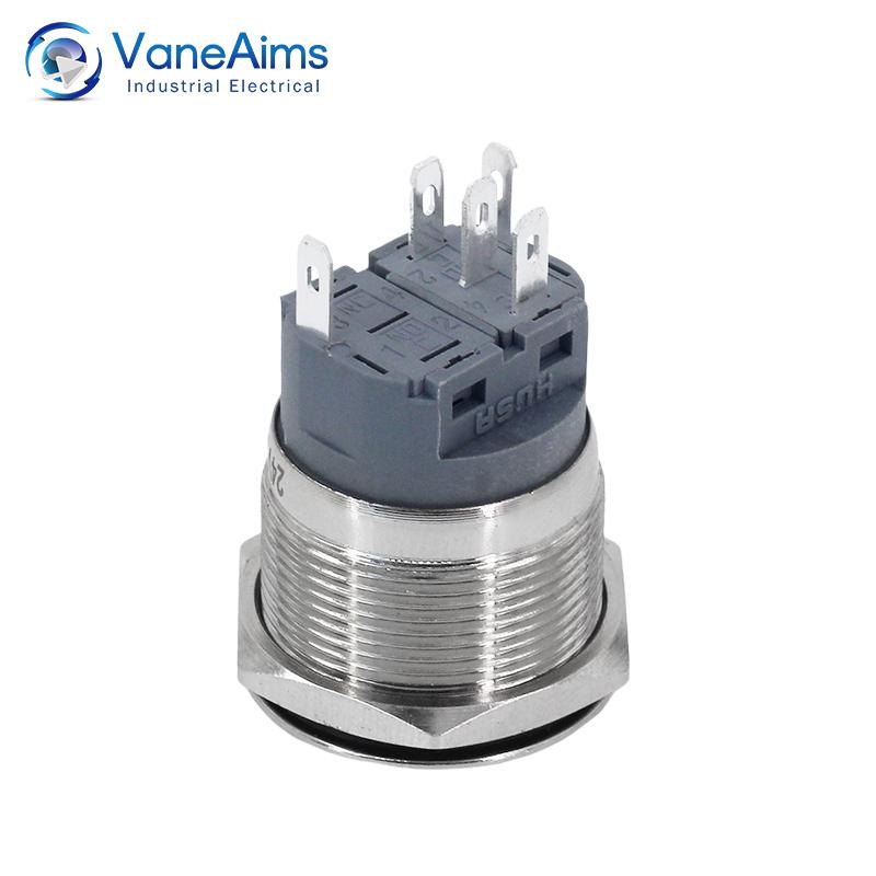 22mm Small Metal Button Latching Momentary Power Push Button Switch 3-6V/12V/24V/220V 5A for DIY Computer Car Panel Modification