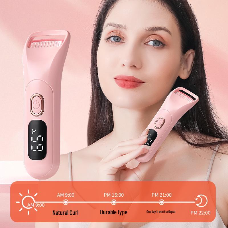 Electric Dual-Temperature Eyelash Curler with Digital Display - Long-Lasting Heat and Curling for Women