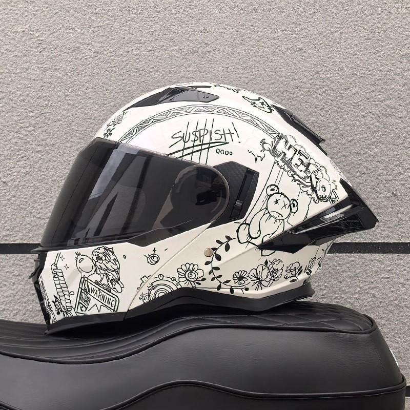 DOT ECE Certified Full Face Motorcycle Helmet Men Women ABS Shell Flip-Up Visor All-Season Use