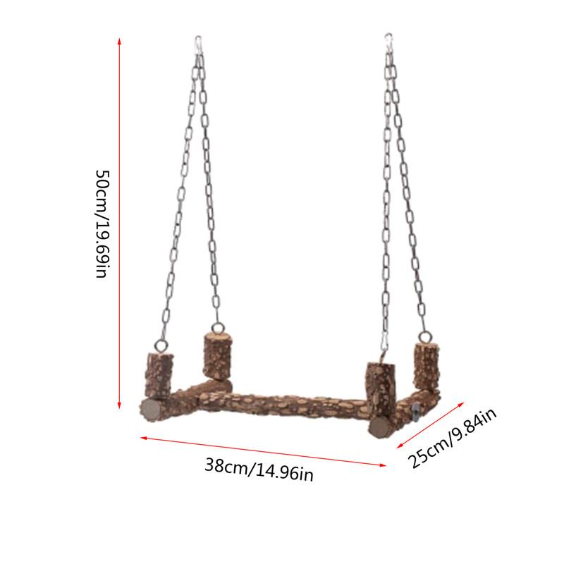 Bird Toys Wooden Perch Toy for Large Birds Natural Wood Parrot Swing Chew Toy Easy To Install for African Greys Mini Macaws