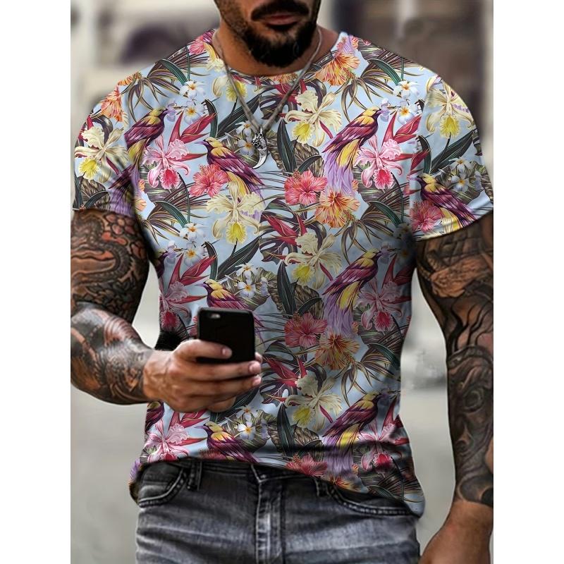 Colorful Flowers Pineapple Graphic T Shirt For Men Snake Skull 3D Printed Tees Summer Short Sleeve Tops Loose O-Neck T-Shirts