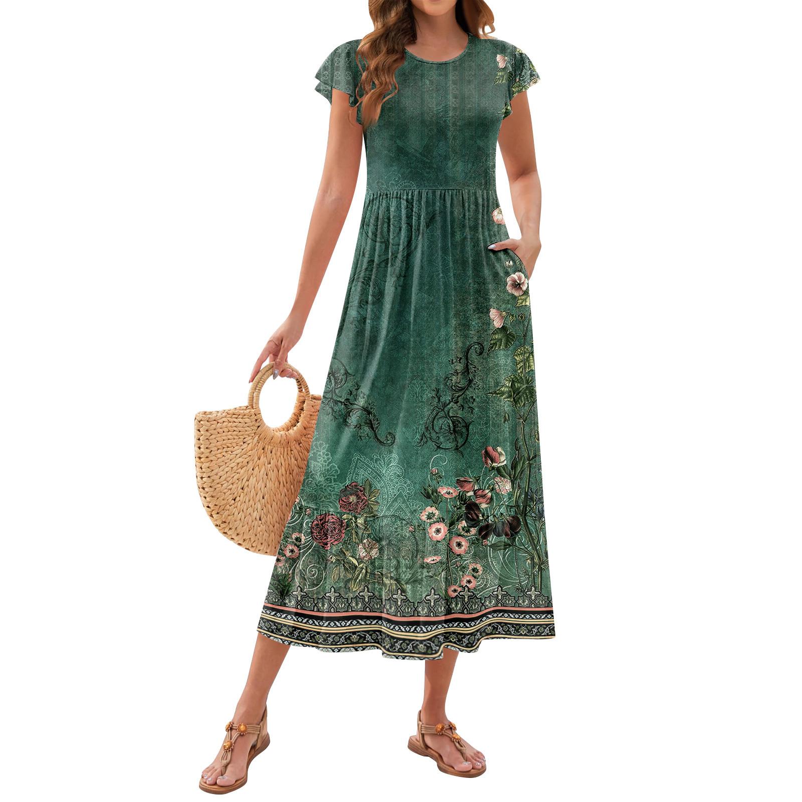 

Женские летние платья Свободные с круглым вырезом Без рукавов Сарафаны Платье с карманами S