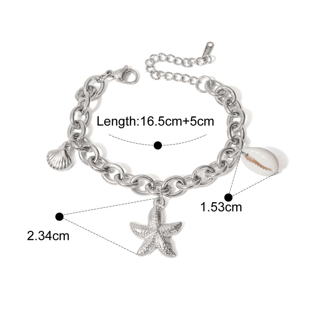 Yori Minimalist Stainless Steel Pearl Conch Shell Starfish Drop Bracelet for Women Rust Proof Distinctive Jewelry 2025