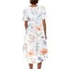 Women's Casual V Neck Short Sleeve Floral Print Dress Vintage Style Wrap Midi Dress Lightweight Summer Dress for Daily Wear