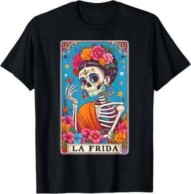 La Frida Tarot Card Dia De Los Muertos Sugar Skull Halloween Unisex T-Shirt Mens Womens Tees Top