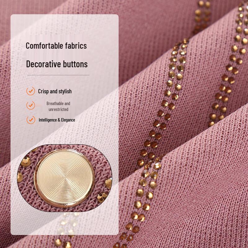 Qianlian Women's Lapel Patchwork Knit T-Shirt