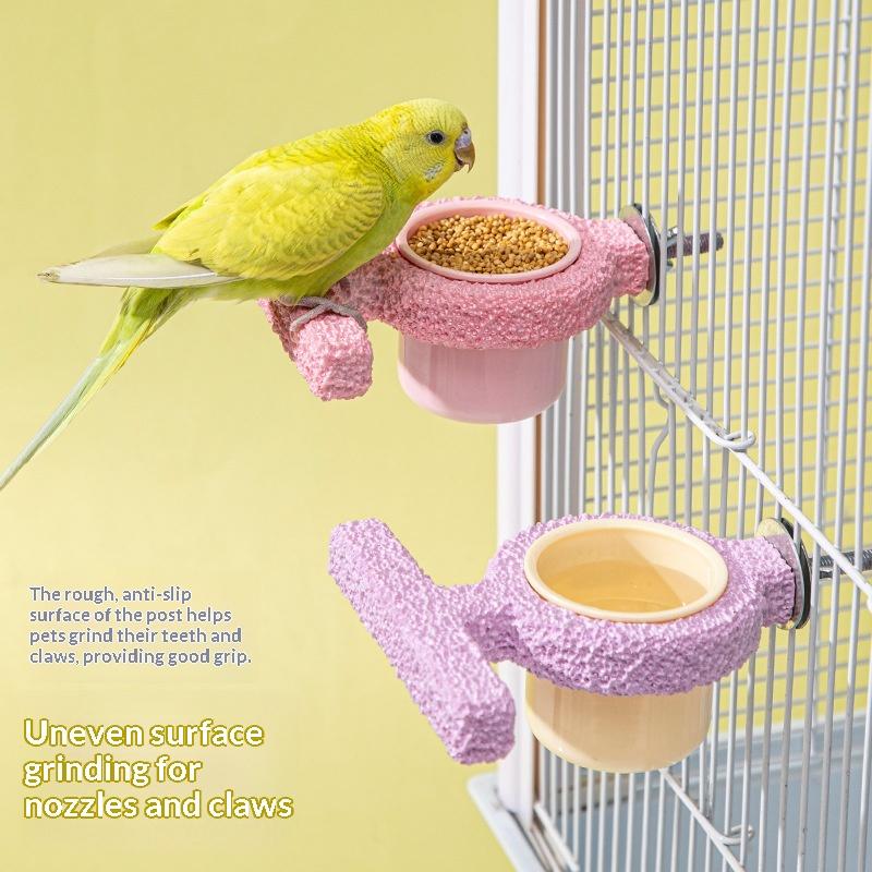 Papageien-Station Stange Vogel-Futterbox Kralle-Schleifstange Futterkäfig Zubehör Vogel-Spielzeug Ruhe-Station Stange Vogelbedarf