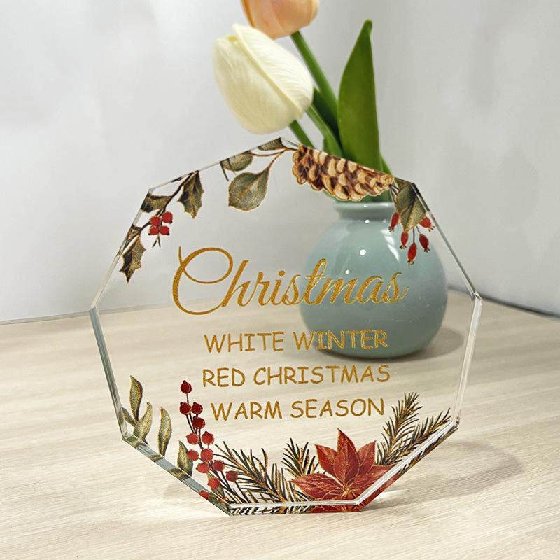 Weihnachtsgeschenkdekoration für Freunde und Verwandte Neunseitige Kristall-Acryl-Dekoration