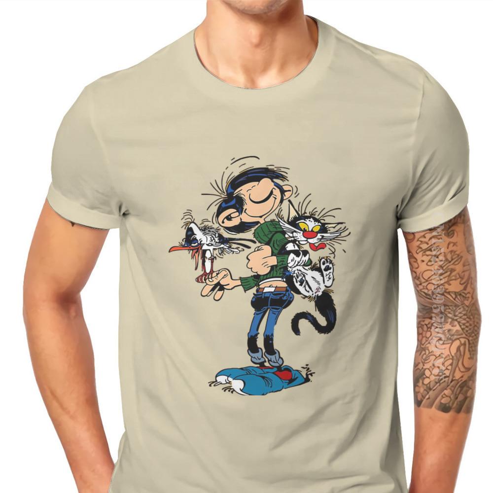 GUOYAN TOP Gaston Lagaffe Strips Katoenen T-shirts De Tweeling Van Gokker Personaliseren Man Mannen T-shirts Grappig T-shirt T-shirt Kleding Oversized 3XL