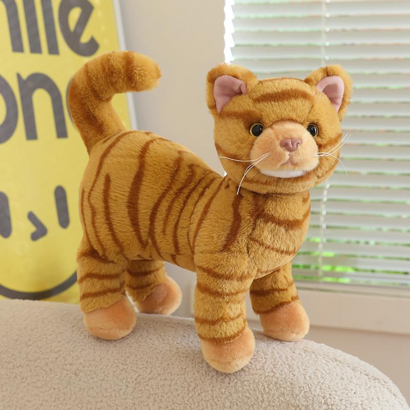25CM Simulation Cat Doll Stuffed Animal Lifelike Pet Cat Toys Home Ornament Holiday Surprise Gift