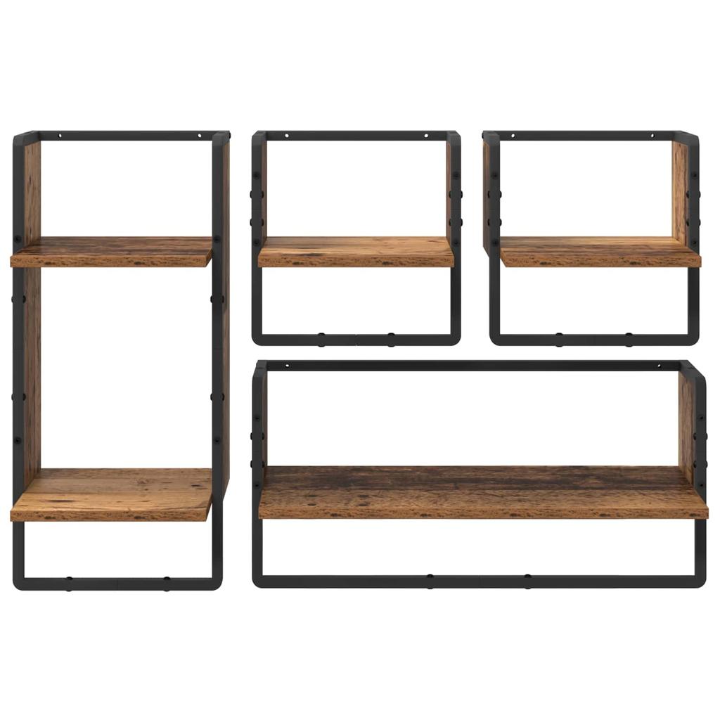 Wall Shelf Set 4 pcs Reclaimed Wood Look 65 x 25 x 30 cm Engineered Wood