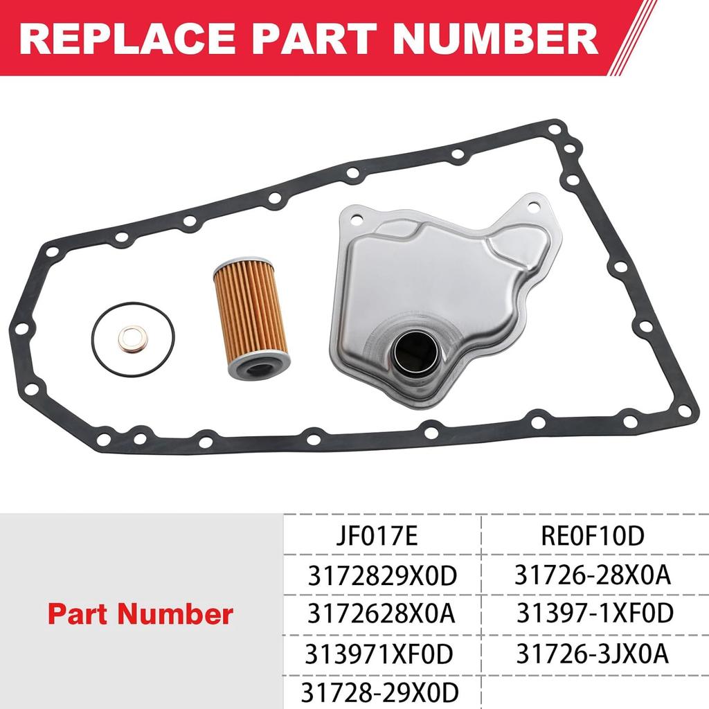 RE0F10D JF017E Transmission Filter Oil Pan Gasket Kit Fit For Nissan Altima Maxima Quest Murano Pathfinder Infiniti Qx60 Replaces# 31728-29X0D