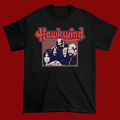 Unisex Kurzarm Rundhals Baumwoll T-Shirt Neu Beliebt Hawkwind Band