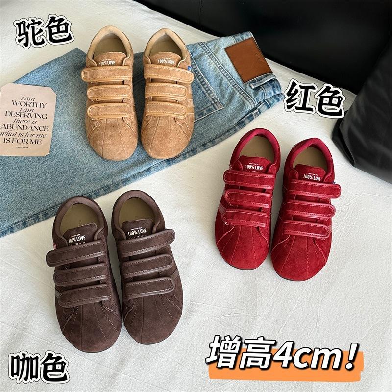 [Uncle Shoes] Brown new platform autumn retro sports shoes Velcro Dexun shoes women's fashion casual board shoes
