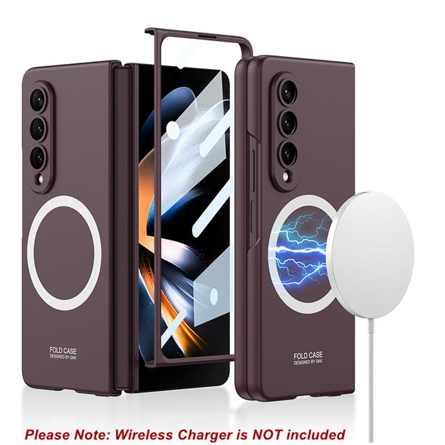 Magnetic Wireless Chargers For Samsung Galaxy Z Fold 4 Case Glass Film Screen Protector Matte Hard Cover
