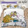 Diddl Pattern Bedding Uilt Set Uilt Cover Pillowcase Home Decoration Birthday Gift (1 * Duvet Cover + 2 * Pillowcase  Without Core)