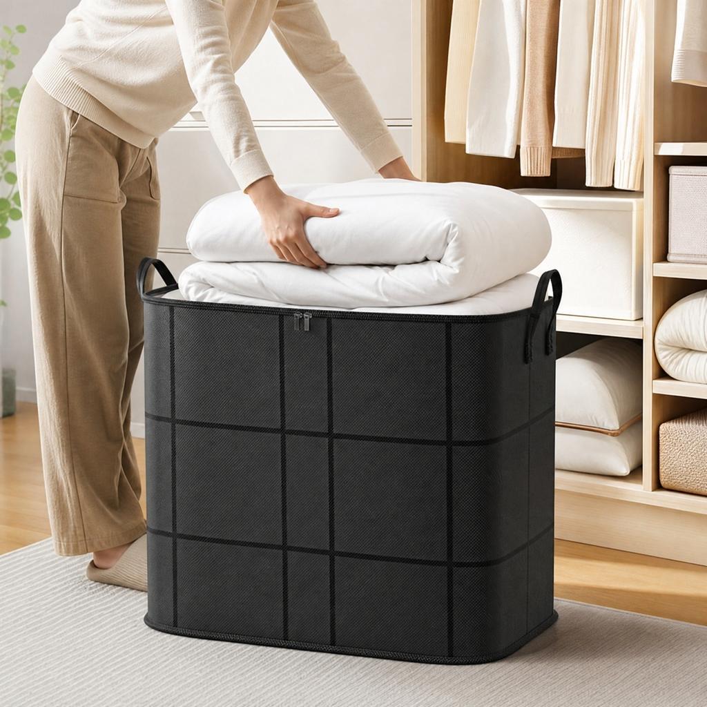 Large Window Quilt Storage Bag with Handles for Comforters, Blankets and Bedding - Clear Design for Easy Viewing