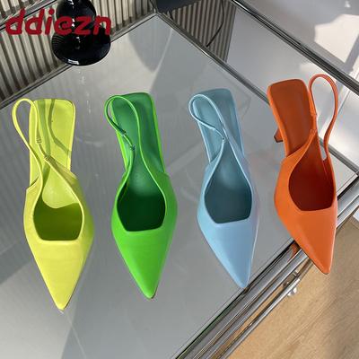 Modne damskie wsuwane obuwie Eleganckie damskie sandały na obcasie Buty Modne szpiczaste damskie sandały na wysokim obcasie Buty Czółenka Duży rozmiar 43