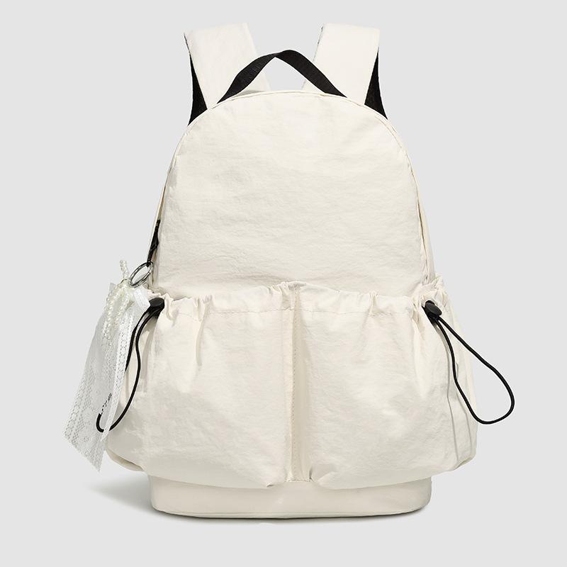 Schoolbag Casual Solid Color Summer Backpack Girls Small Fresh Lazy Wind School Bag Large Capacity Travel Lightweight Nylon Backpack