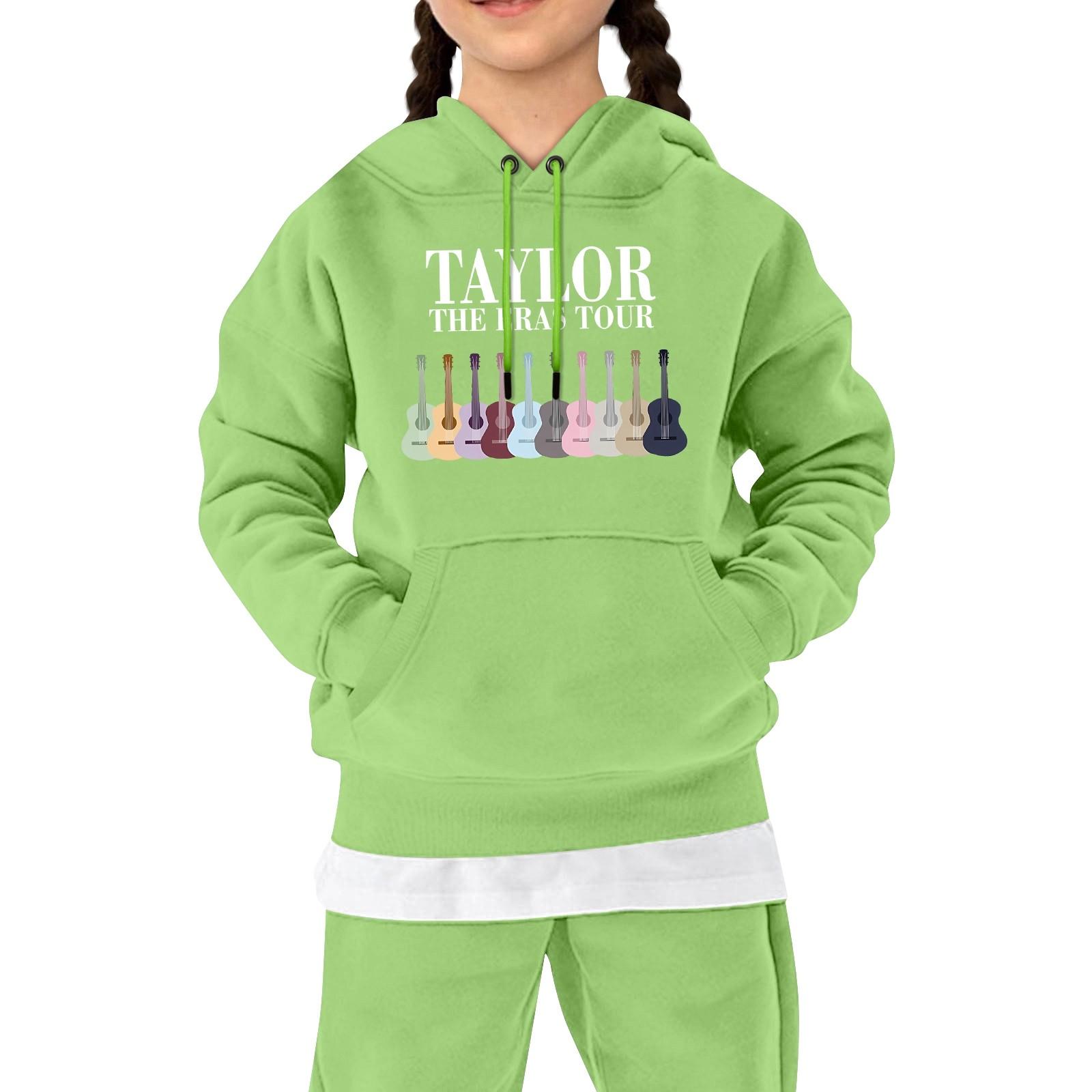 

Kids Cozy Red Hoodie with Colorful Guitar Print, Soft Fleece Pullover Sweatshirt for Boys and Girls, Ages 4-12 130