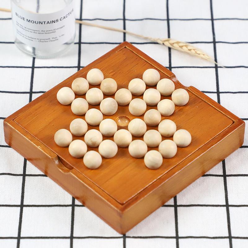 1Set Europe Board Game Single Chess Peg Solitaire Diamond Move Independently Cognitive Ability Toy Classical Educational Toys