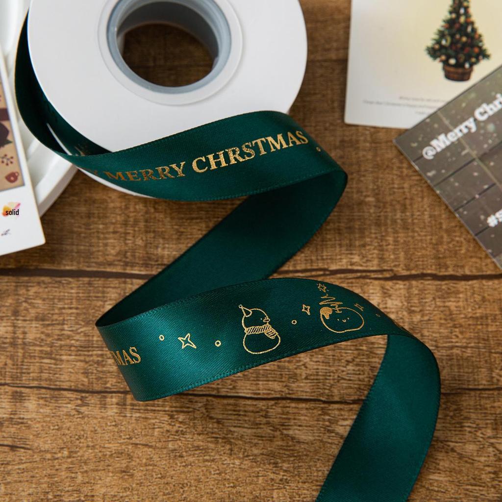 2.5cm Christmas Tree Satin Ribbon for DIY Bows, Flowers, Gift Boxes, and Baking Packaging