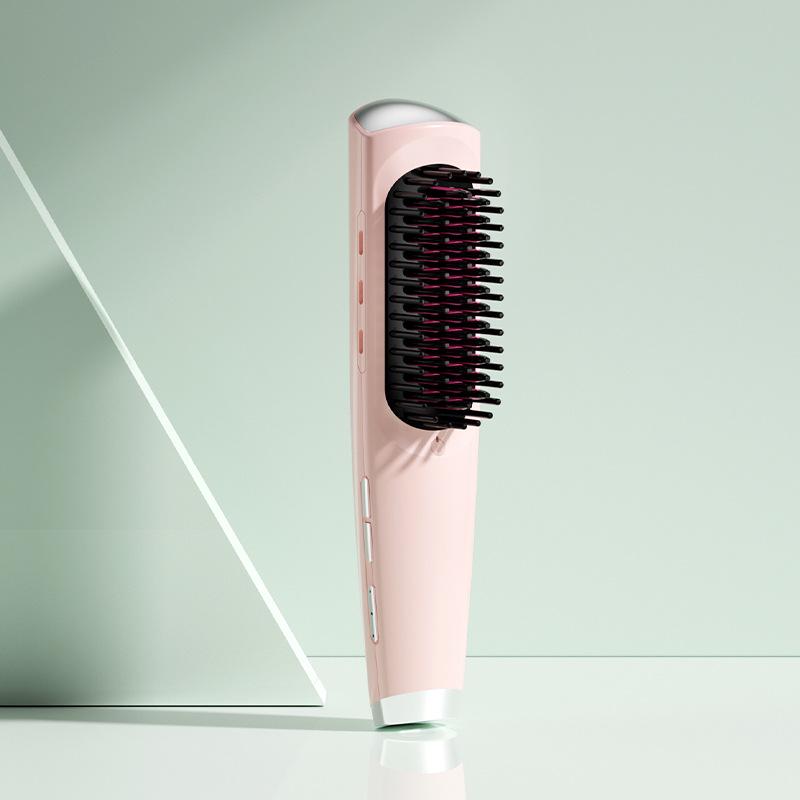 

Портативная беспроводная расческа для выпрямления волос – электрическая укладка с технологией отрицательных ионов для ухода за волосами без повреждения. English Packaging розовый