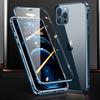 Metal Frame Double Sided Glass Magnetic Phone Case For iPhone16 15 14 13 12 Pro Max X XS 8 7 14 Plus 13 12Mini Camera Lens Cover