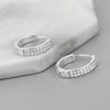 6/8/10/12mm Silver Double Row Zircon Hoop Earrings for Women Trendy Y2K CZ Huggies Earring Jewelry Gifts